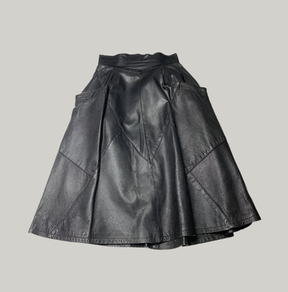 Medium Wear Black Paneled Leather Skirt