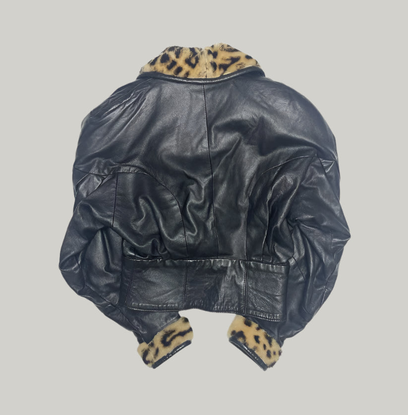 Jacques Sac Leather Jacket with Animal Print Accents
