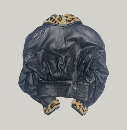 Jacques Sac Leather Jacket with Animal Print Accents