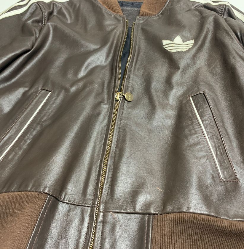Vintage Adidas Brown Leather Jacket