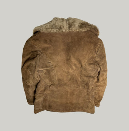 Vintage Shearling Suede Double-Breasted Jacket