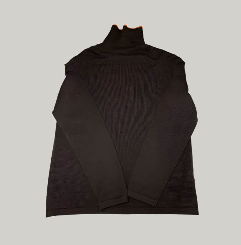 Burberry Brown Turtleneck Sweater with Orange Trim