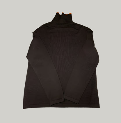 Burberry Brown Turtleneck Sweater with Orange Trim