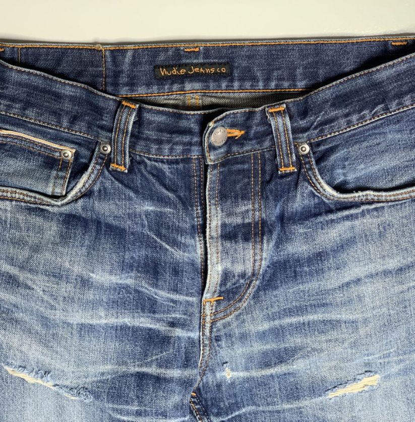 Nudie Jeans Co. Distressed Blue Denim