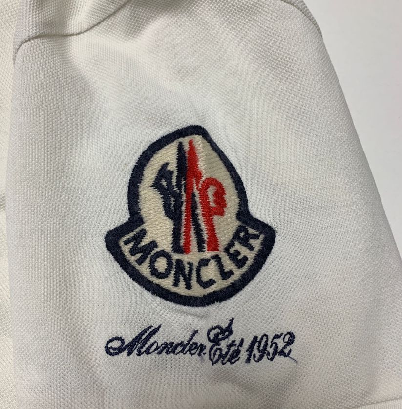 Moncler White Polo Shirt with "Moncler Été 1952" Detail