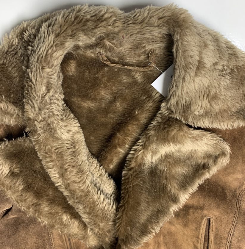 Vintage Shearling Suede Double-Breasted Jacket