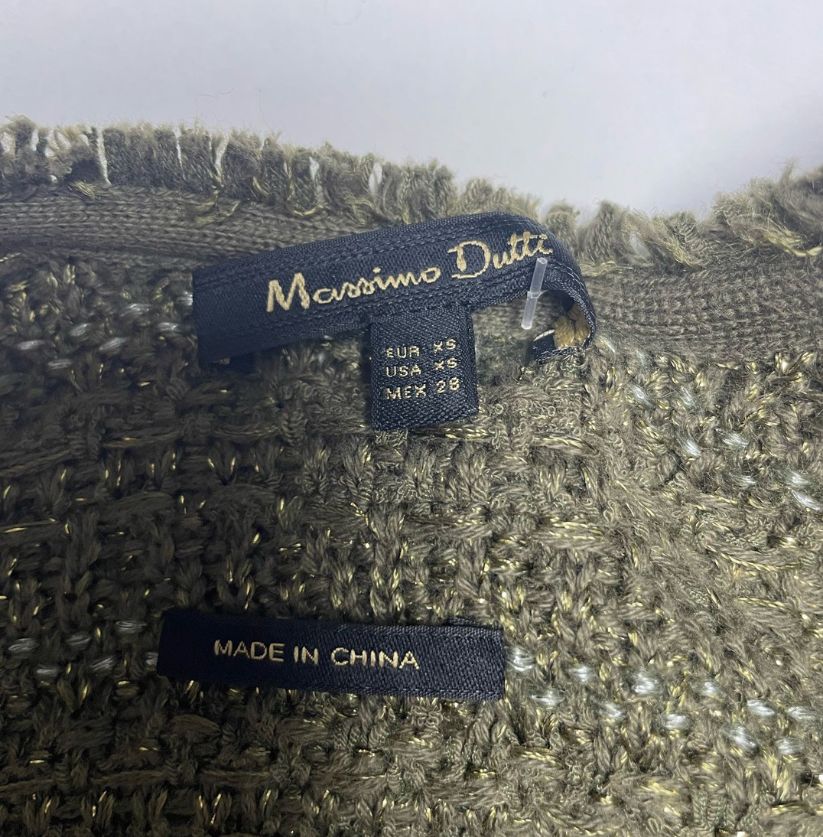 Massimo Dutti Olive Green Open Cardigan