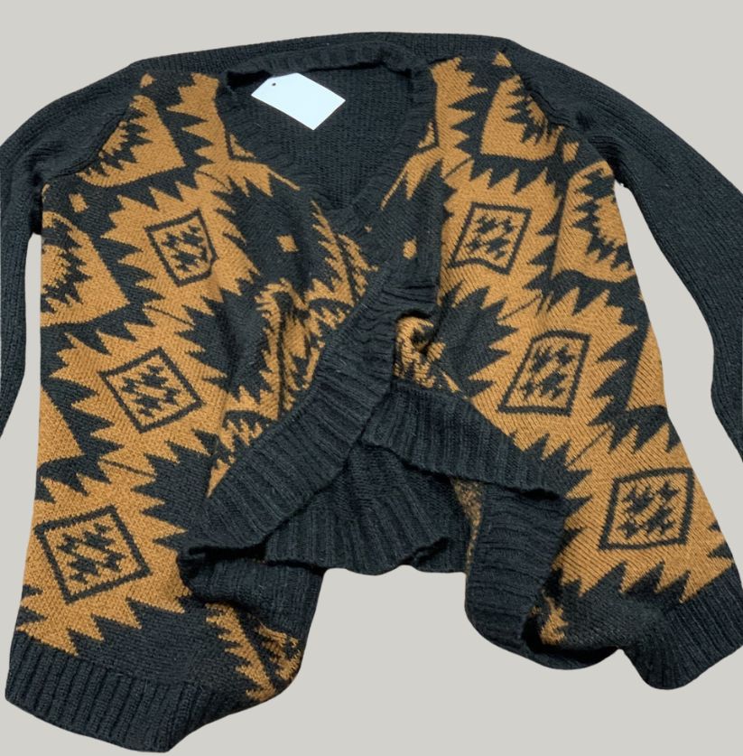 Southwest Geometric Knit Open Cardigan