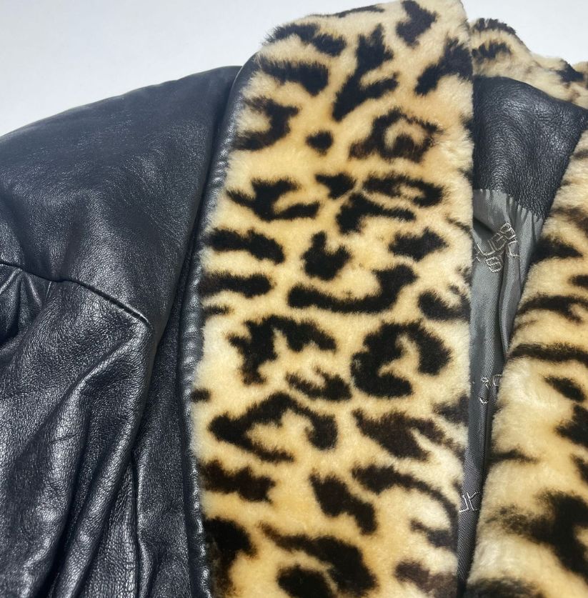 Jacques Sac Leather Jacket with Animal Print Accents