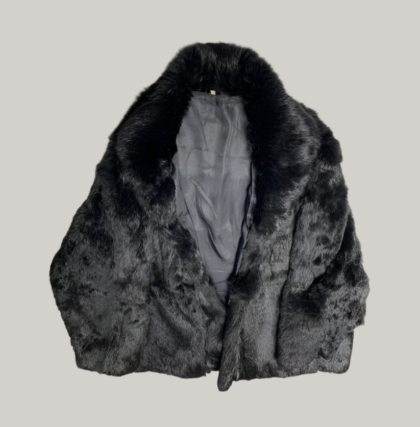 Vintage Black Plush Fur Coat