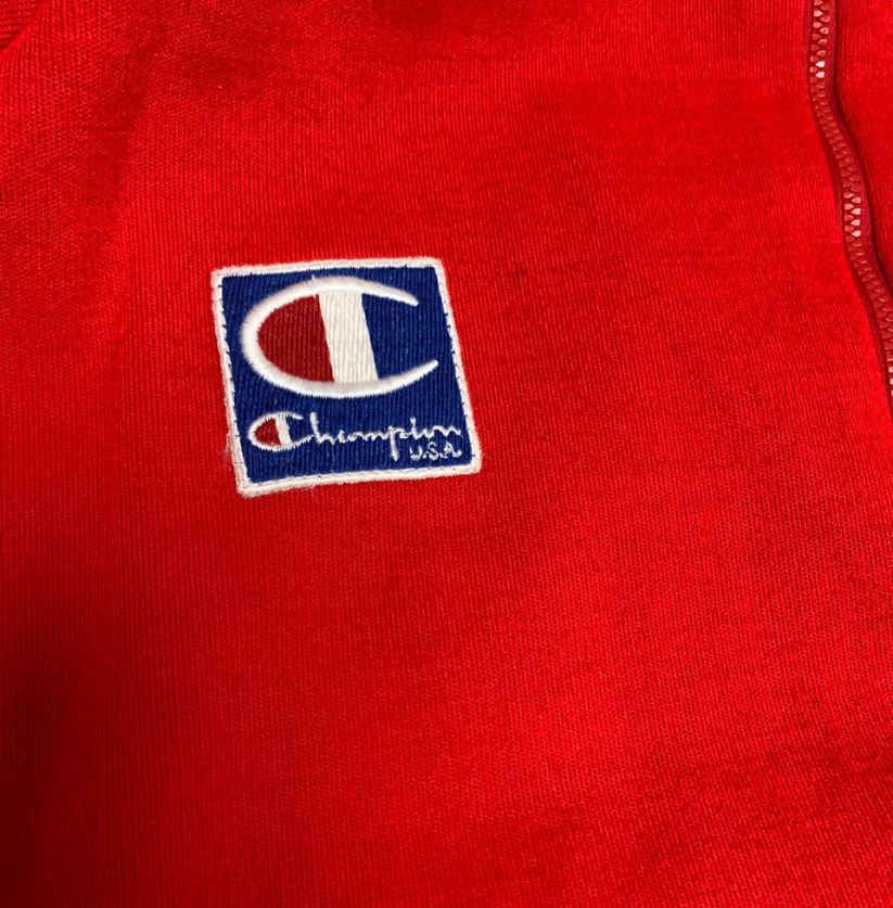 Champion Full-Zip Red Track Jacket with Embroidered Logo