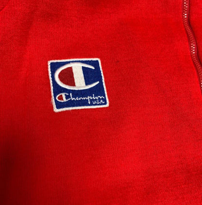 Champion Full-Zip Red Track Jacket with Embroidered Logo
