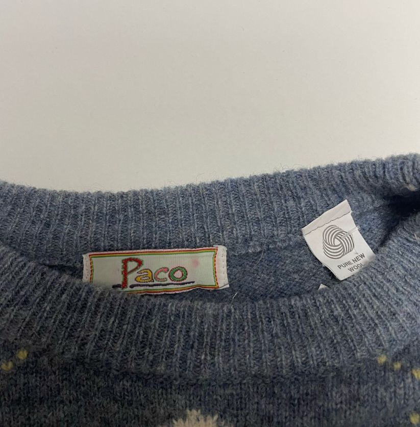 Paco Grey Diamond Patterned Pure Wool Jumper