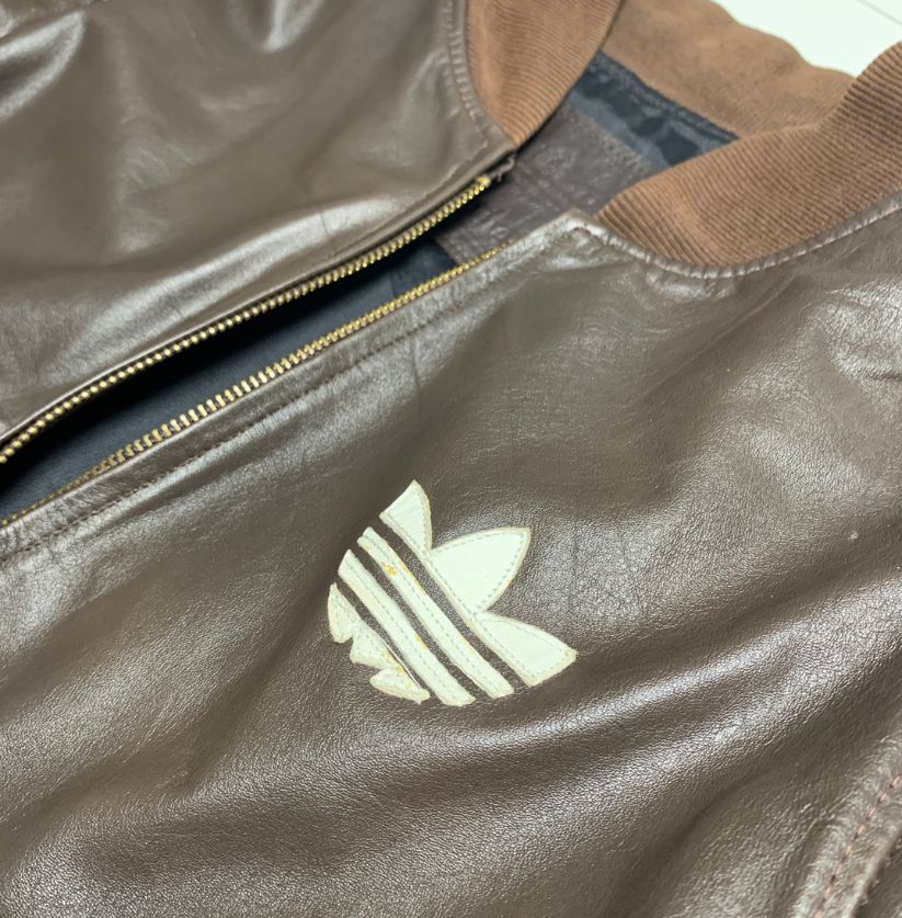 Vintage Adidas Brown Leather Jacket