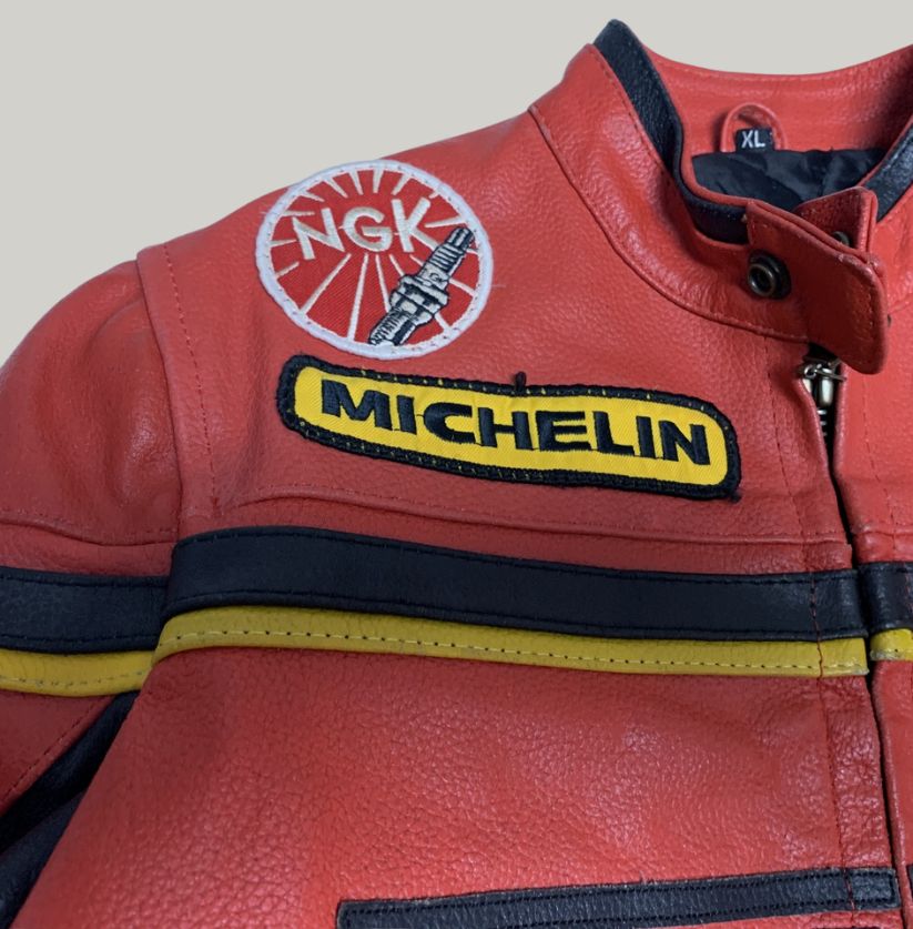 Iconic Red Ferrari Racing Leather Jacket