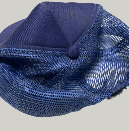 Blue mesh laundry bag on a white background