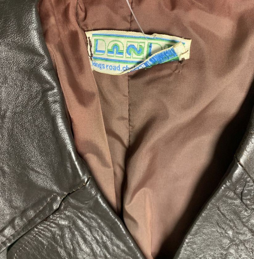 Vintage Dark Brown Real Leather Trench Coat