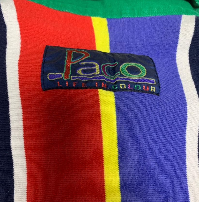 Vintage Paco "Life in Colour" Striped Long Sleeve Polo Shirt