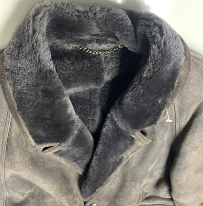 Vintage Sheepskin Bomber-Style Jacket