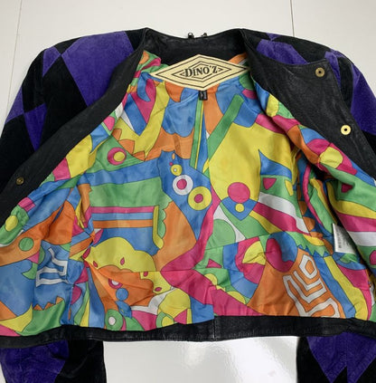 Dino’Z Black & Purple Patchwork Suede Jacket