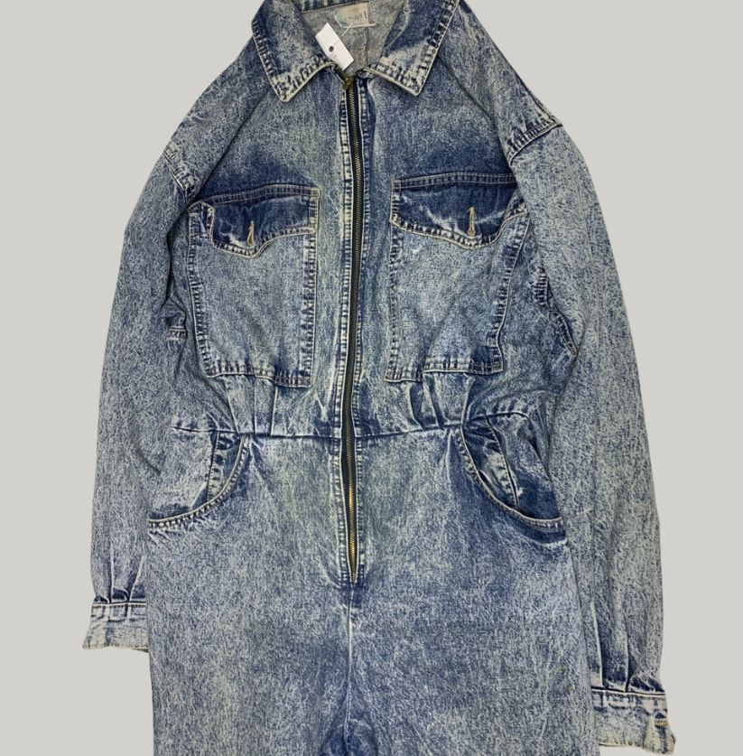 Vintage 90s Acid Wash Denim Jumpsuit