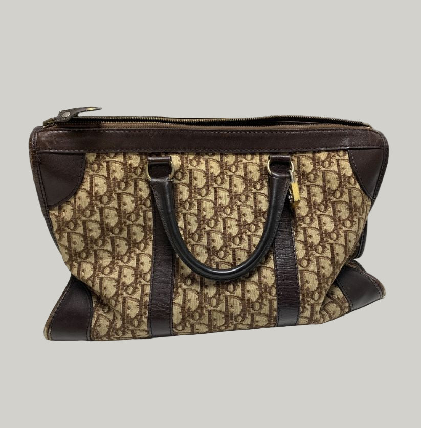 Christian Dior Brown Monogram Trotter Boston Bag