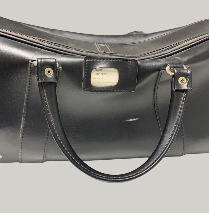 Vintage Adidas Black Trefoil Leather Holdall