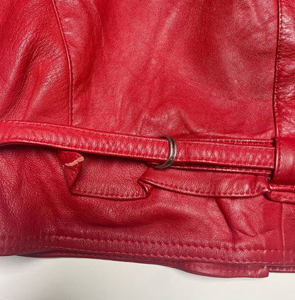 Retro Red Bomber Leather Jacket
