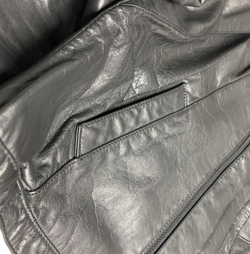 Vintage Style Black Leather Biker Jacket
