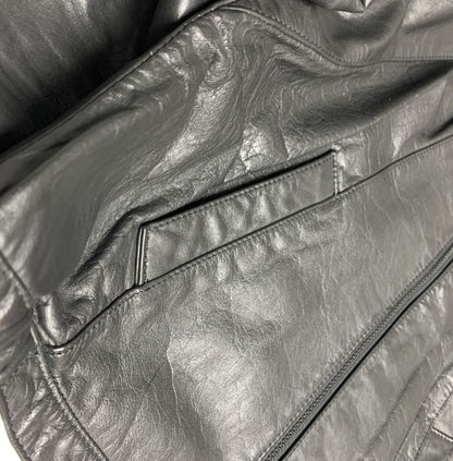 Vintage Style Black Leather Biker Jacket