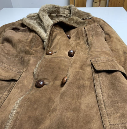 Vintage Shearling Suede Double-Breasted Jacket