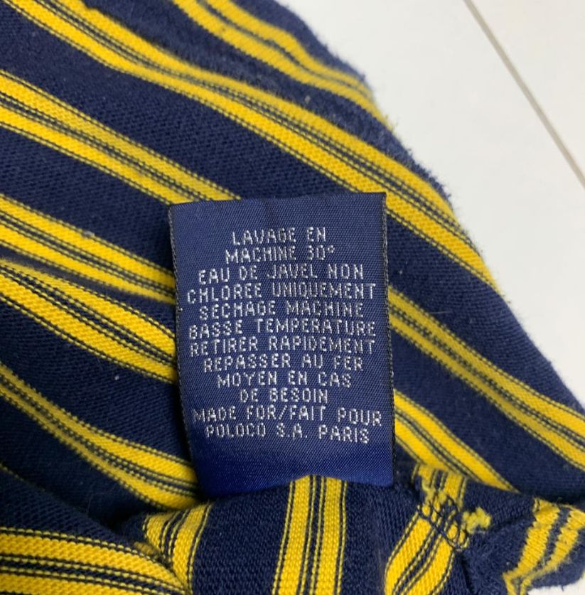 Navy and Yellow Striped Polo Ralph Lauren Long Sleeve Polo Shirt