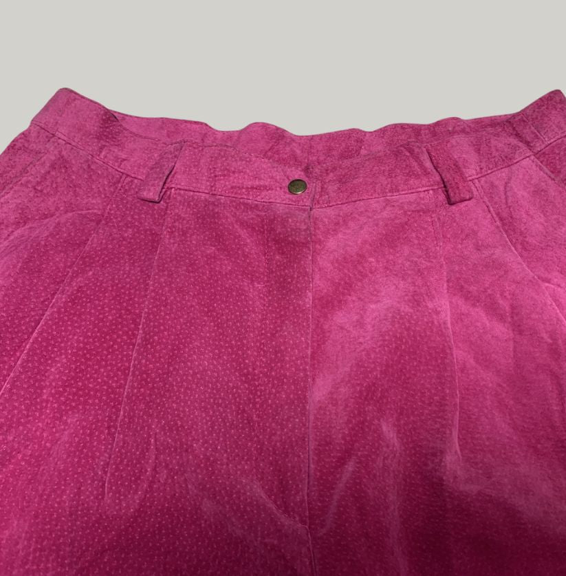 Fuchsia Pink Leather Bermuda Shorts