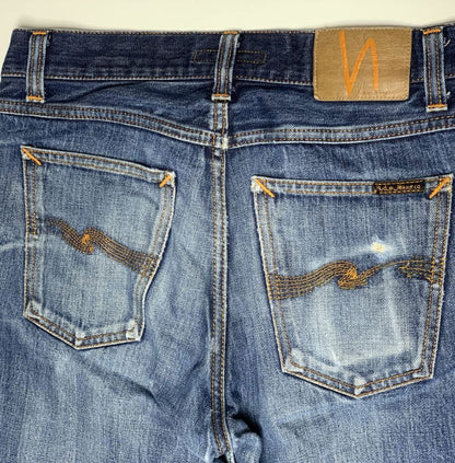 Nudie Jeans Co. Distressed Blue Denim