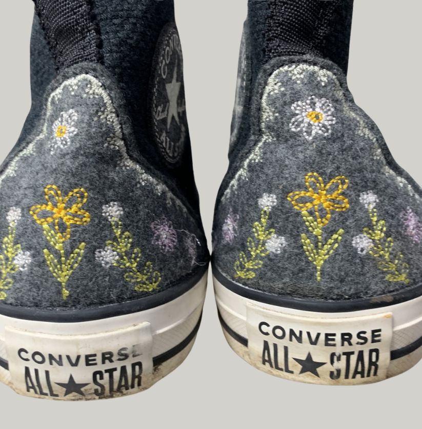 Converse Black Embroidery High Top Sneakers