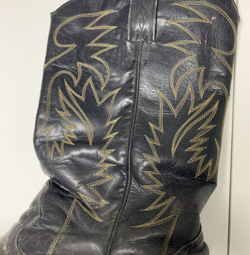 Vintage Black Leather Cowboy Boots