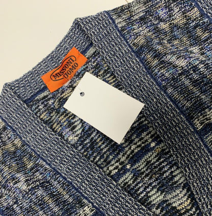 Missoni Uomo Blue and Grey Knit V-Neck Vest