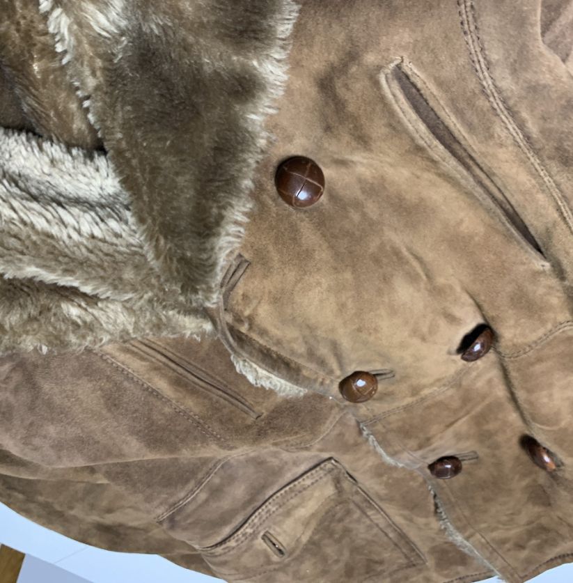 Vintage Shearling Suede Double-Breasted Jacket