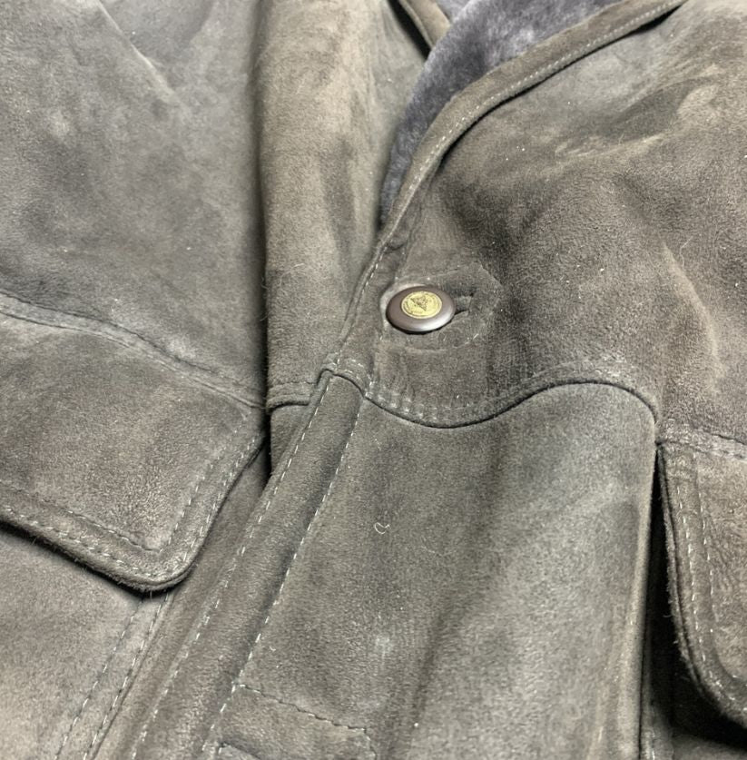 Vintage Sheepskin Bomber-Style Jacket