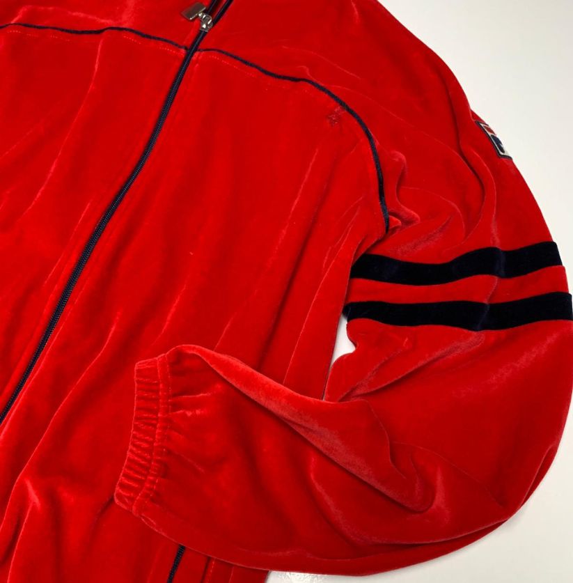 Red FILA Velour Track Jacket
