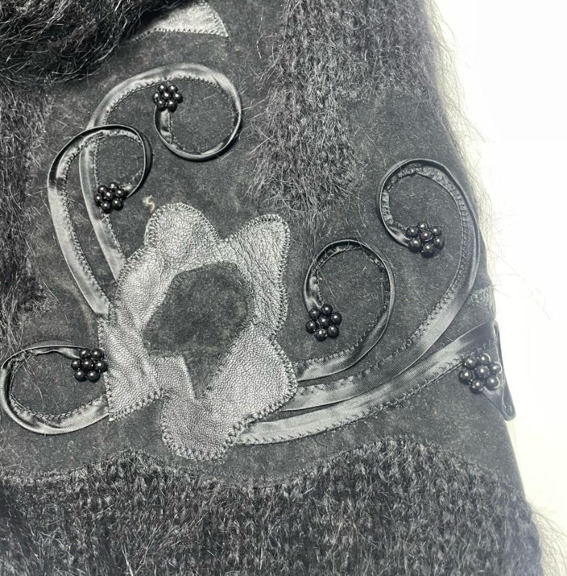 Vintage Knit Mohair Embroidered Button Cardigan