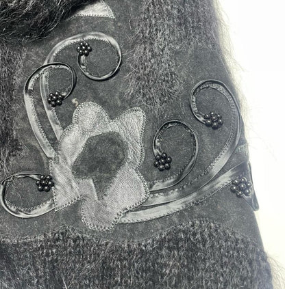 Vintage Knit Mohair Embroidered Button Cardigan