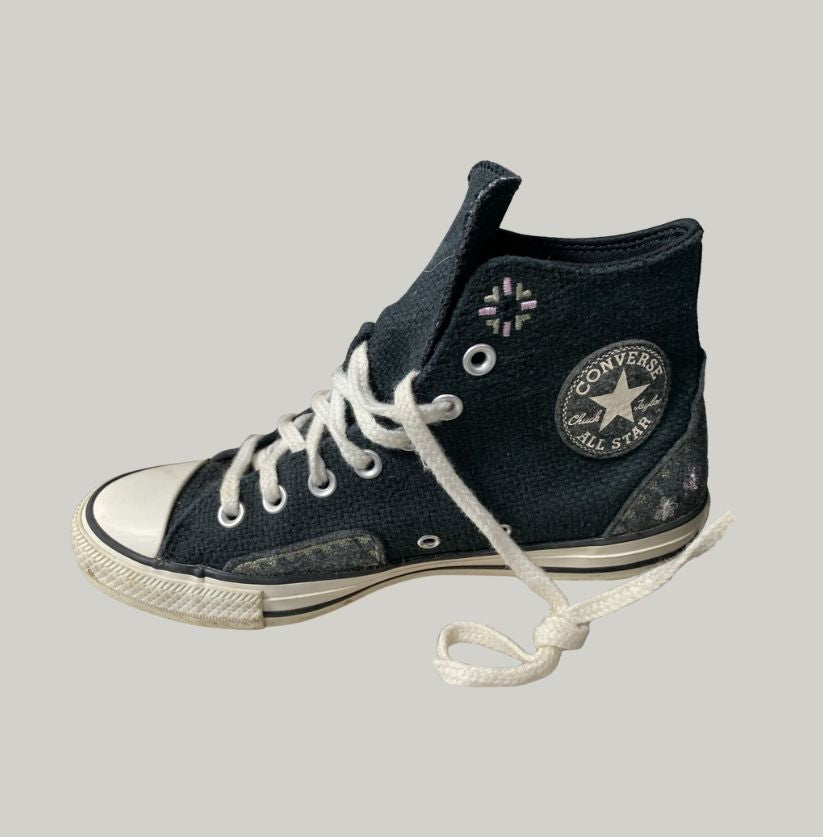 Converse Black Embroidery High Top Sneakers