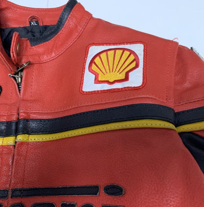 Iconic Red Ferrari Racing Leather Jacket