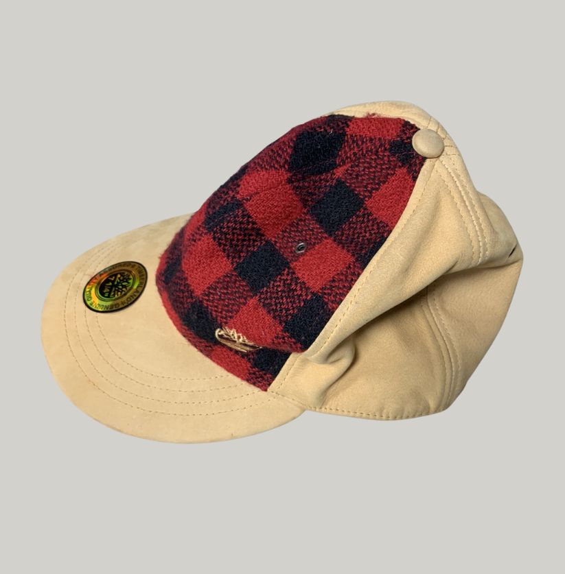 Timberland Suede and Flannel Checkered Cap