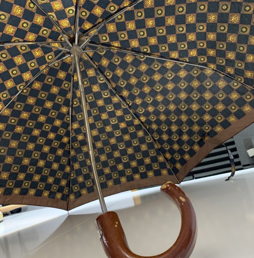 Patterned Umbrella with Wooden Handle