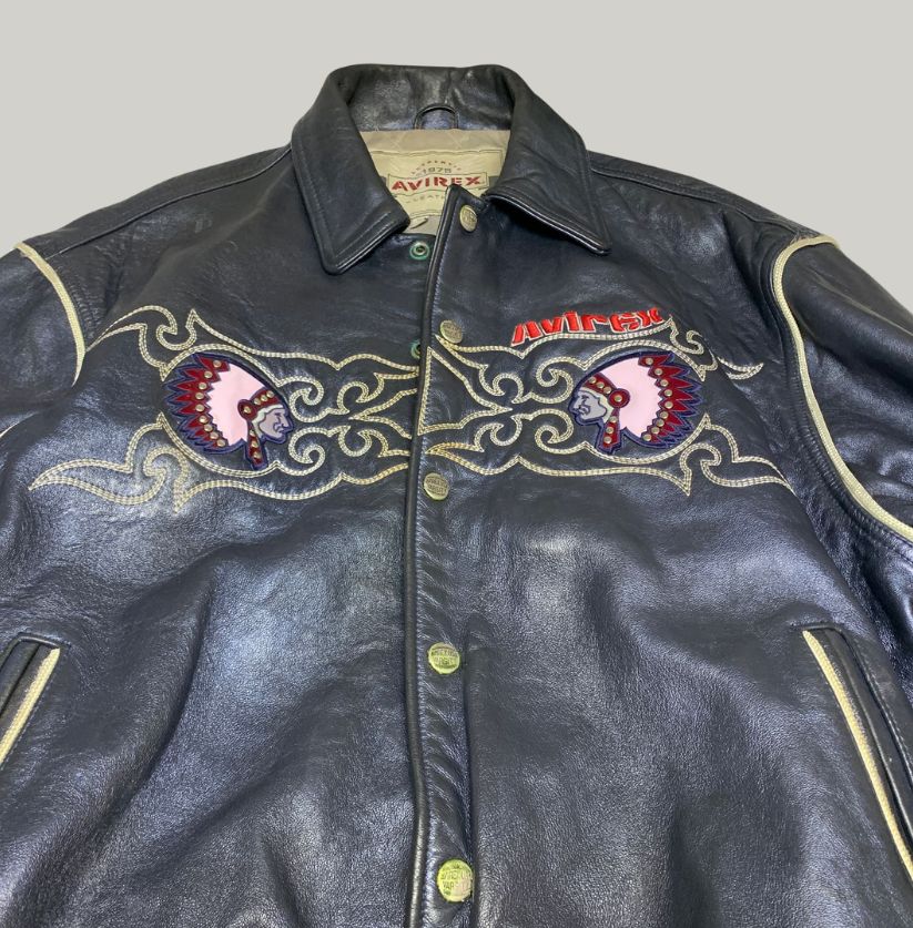 Vintage Avirex Black Leather A-2 Flight Jacket