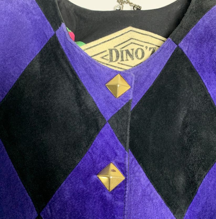 Dino’Z Black & Purple Patchwork Suede Jacket