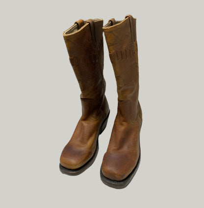 Boulet Brown Leather Cowboy Boots