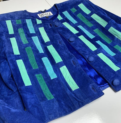 DINO'Z Vintage Blue Suede Leather Cropped Jacket
